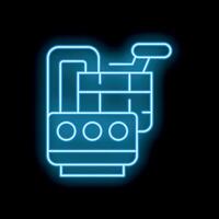 Blue glowing neon line represents electronic computer components motherboard digital chip integrated science icon on black background vector