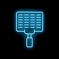 Blue neon sign of empty barbecue grill grid on black background vector