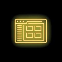 Neon yellow website design icon on black background vector