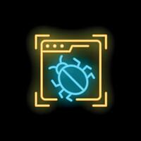 Neon sign representing website with bug being targeted vector