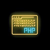Neon php programming language file format icon showing web development vector
