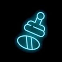 Neon icon of a stamp making an impression on a piece of paper glowing brightly vector