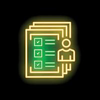 Neon icon of candidate profile for human resources recruitment process vector