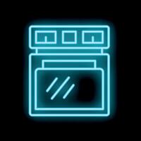 Neon icon of oven with stovetop showing heat setting vector