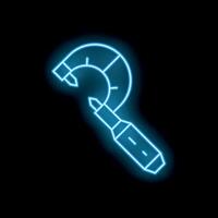 Blue neon icon of a caliper glowing on a black background vector