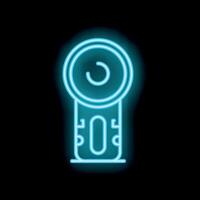 Blue neon icon of a barcode scanner on a black background vector