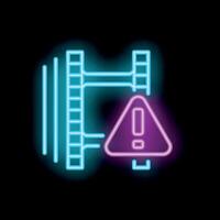 Neon style icon showing server error warning sign vector