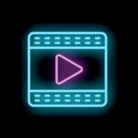 Neon player icon glowing on dark background vector