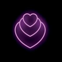 Neon heart shapes forming a big heart on black background vector