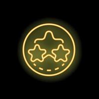 Neon sign showing three stars for customer satisfaction rating vector