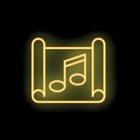 Neon sign representing music notes displaying entertainment concept vector
