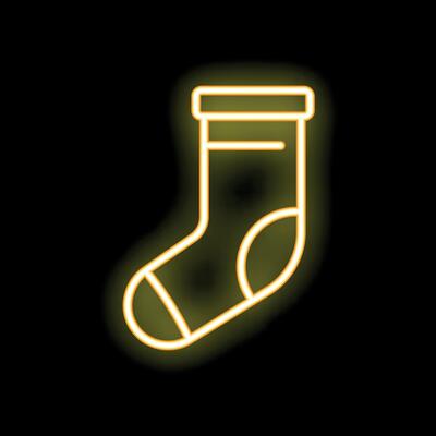 Neon yellow sock shining in the dark