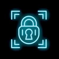 Neon padlock symbolising data protection and security vector