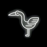Neon flamingo bird glowing on black background vector