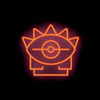 Neon sign representing an eye with eyelashes and spikes on top vector