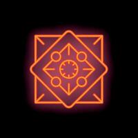 Neon red mandala pattern shining in the dark background vector