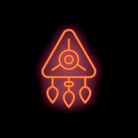 Neon sign representing dreamcatcher with feathers glowing in the dark vector