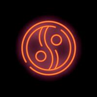 Neon sign representing yin yang symbol of balance and harmony vector