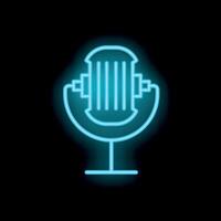 Neon icon of a studio microphone shining on black background vector