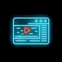 Glowing neon line editing software icon isolated on black background vector