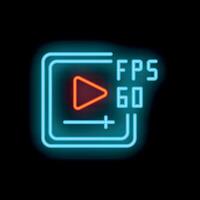 Neon sign displaying 60 fps for smooth playback vector