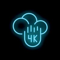 Blue neon glowing 4k cloud computing symbol on a black background vector