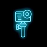 Neon icon of action camera recording blog vector