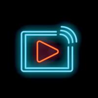 Neon sign showing mobile phone playing content vector