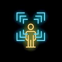 Neon sign representing man receiving data from multiple sources vector
