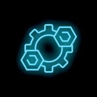 Neon blue gear and cogwheel rotating on black background vector