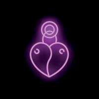 Neon heart padlock symbol shining on black background vector