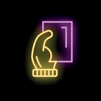 Neon icon of a hand with a glove touching a screen vector