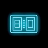 Neon icon of scoreboard showing eight to zero score vector