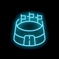 Neon stadium icon glowing on dark background vector