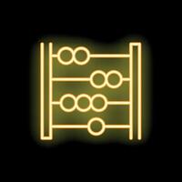 Yellow neon abacus icon glowing on black background vector