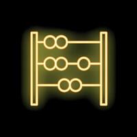 Neon abacus icon glowing on black background vector