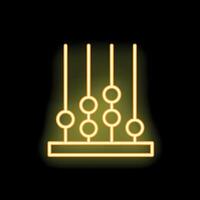 Yellow neon abacus icon showing calculating concept on black background vector