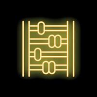 Neon abacus icon glowing on dark background vector