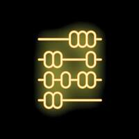 Yellow neon abacus icon glowing on black background vector