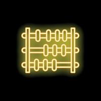 Bright neon yellow abacus shining on black background vector
