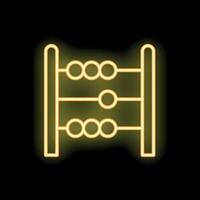 Bright neon yellow abacus icon representing counting and calculating on black background vector