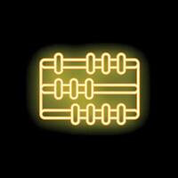 Yellow neon abacus icon glowing on black background vector