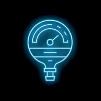 Neon blue speedometer glowing on dark background vector