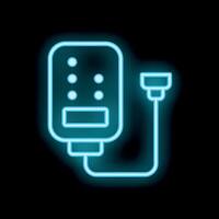 Neon medical icon of iv drip infusing saline solution vector