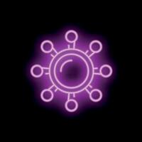 Neon style virus spooky icon glowing on dark background vector