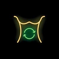 Neon sign representing good digestion with green arrows rotating in stomach area vector