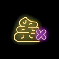 Neon sign depicting a pile of poop with a red cross over it vector