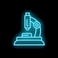 Neon blue microscope shining in the dark background vector