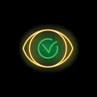 Neon eye showing check mark symbol representing correct vision vector