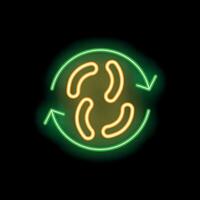Neon sign representing bacteria life cycle on black background vector